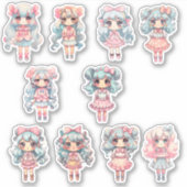 Chibi Art Cute Girl Anime Manga Stickers (Devant)