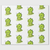 Chibi baby green dragon cadeaupapier (Vlak)