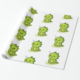 Chibi baby green dragon cadeaupapier
