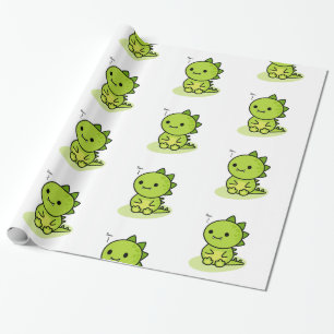 Chibi baby green dragon cadeaupapier