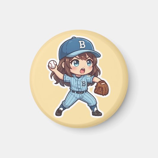 Chibi Baseball 2026 Editie - Pitcher Stride Magneet (Voorkant)