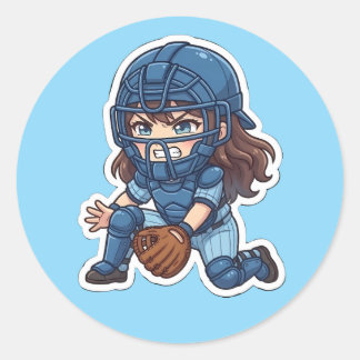 Chibi Baseball 2026 Edition - Catcher Blocking Ronde Sticker