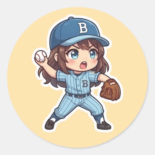 Chibi Baseball 2026 Edition - Pitcher Stride Ronde Sticker (Voorkant)