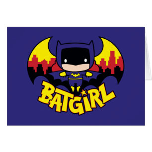 Chibi Batgirl met Gotham Skyline en Logo