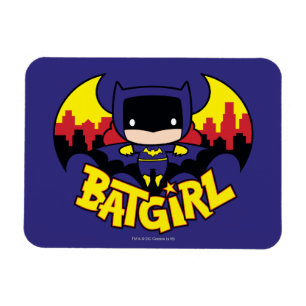 Chibi Batgirl met Gotham Skyline en Logo Magneet