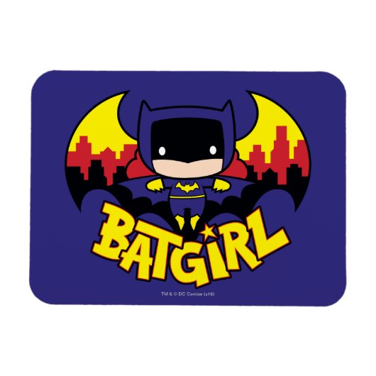 Chibi Batgirl met Gotham Skyline en Logo Magneet (Horizontaal)