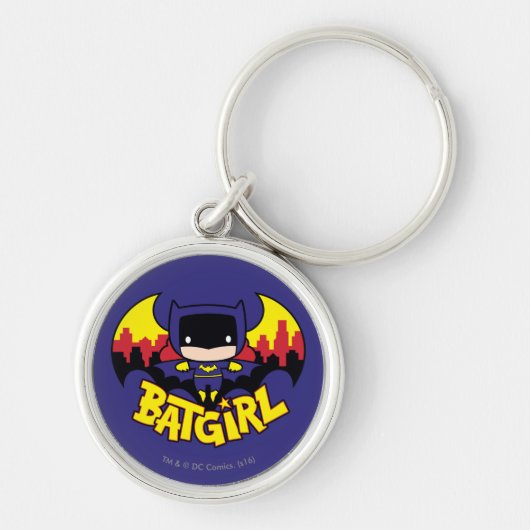 Chibi Batgirl met Gotham Skyline en Logo Sleutelhanger (Voorkant)