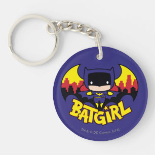 Chibi Batgirl met Gotham Skyline en Logo Sleutelhanger
