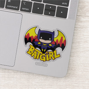 Chibi Batgirl met Gotham Skyline en Logo Sticker