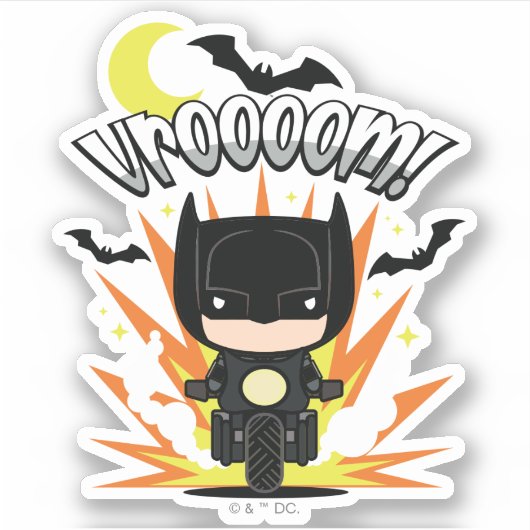 Chibi Batman Batcycle Sticker (Voorkant)