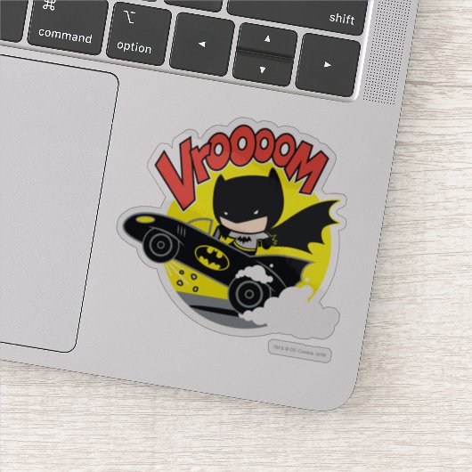 Chibi Batman in Batmobile Sticker (Detail)