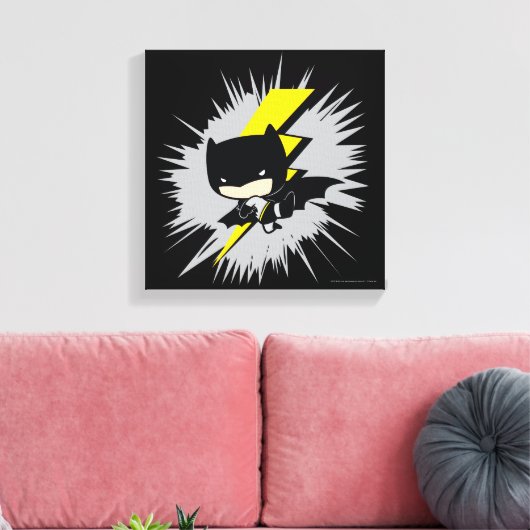 Chibi Batman Lightning Kick Canvas Afdruk (Insitu (Woonkamer))