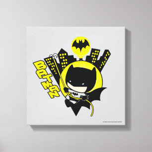 Chibi Batman Scaling the City Canvas Afdruk