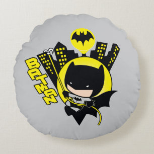 Chibi Batman Scaling the City Rond Kussen