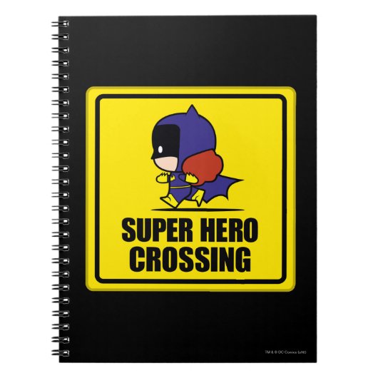 Chibi Batoman Super Hero Crossing Sign Notitieboek (Voorkant)