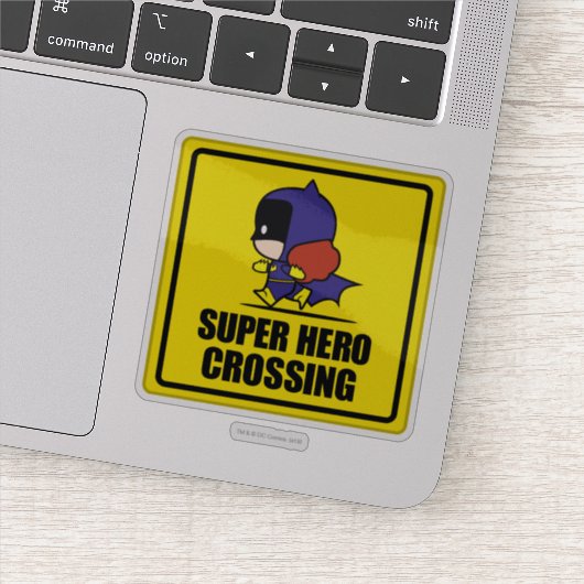 Chibi Batoman Super Hero Crossing Sign Sticker (Detail)