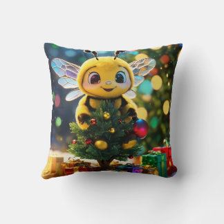 Chibi Bee's kerstbuzz: een Glas in lood winter Kussen