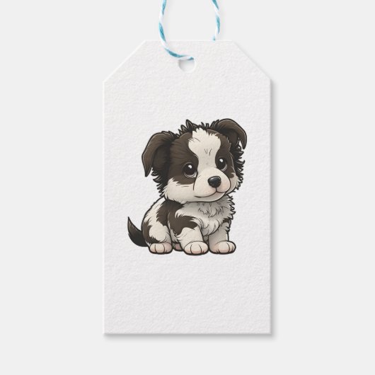 Chibi Border Collie Cadeaulabel (Voorkant)