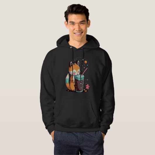 Chibi Bubble Tea Fox Boba Tea Hoodie (Voorkant volledig)
