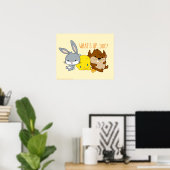 Chibi BUGS BUNNY™, TWEETY™ & TAZ™ Poster (Thuiskantoor)