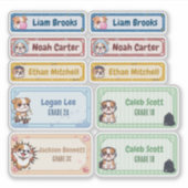 Chibi Bulldog Nom personnalisé Étiquettes (Devant)