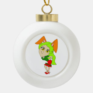 chibi bunnygirl céramique ballon de noël ornement