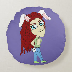 Chibi Bunnygirl die een duim omhoog geeft Rond Kussen