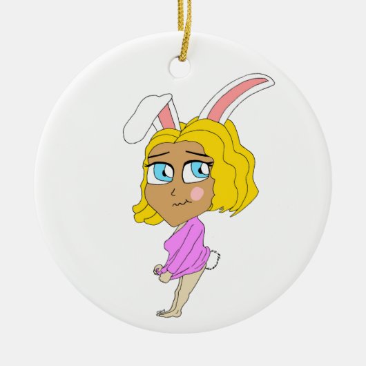chibi bunnygirl keramisch ornament (Voorkant)