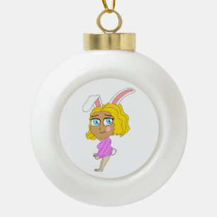 chibi bunnygirl keramische bal ornament