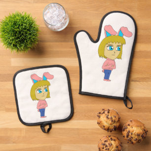 chibi bunnygirl ovenwant & pannenlap set