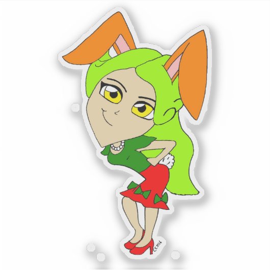 chibi bunnygirl sticker (Voorkant)