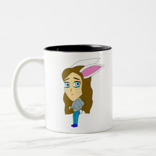 chibi bunnygirl tweekleurige koffiemok