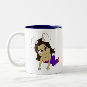 chibi bunnygirl tweekleurige koffiemok