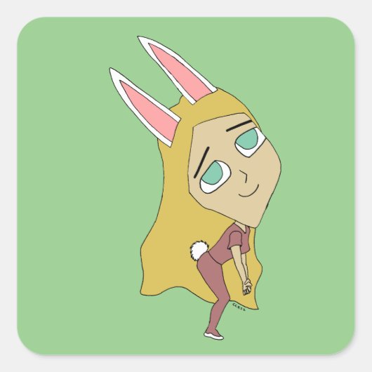 chibi bunnygirl vierkante sticker (Voorkant)