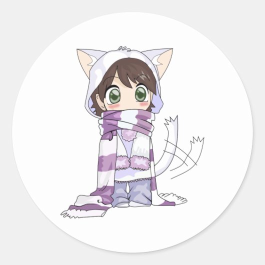 chibi cat anime meisje sticker (Voorkant)