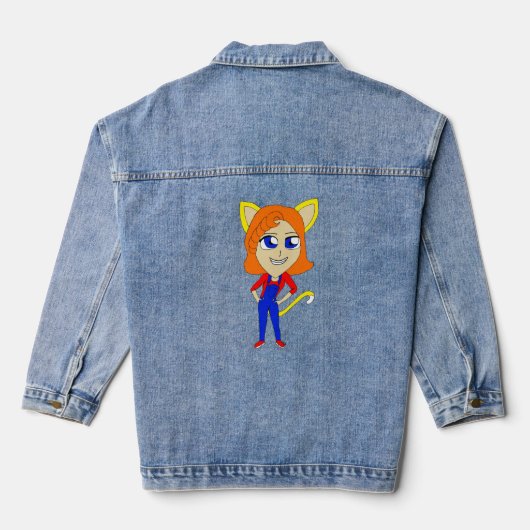 chibi catgirl denim jacket (Achterkant)