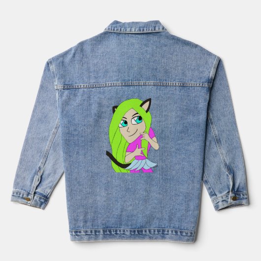 chibi catgirl denim jacket (Achterkant)