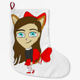 chibi catgirl grote kerstsok
