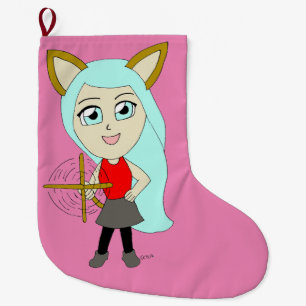 chibi catgirl grote kerstsok