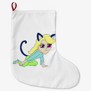 chibi catgirl grote kerstsok