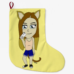 Chibi Catgirl Grote Kerstsok