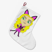 chibi catgirl grote kerstsok (Voorkant (Hangend))