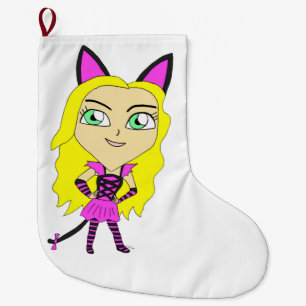 chibi catgirl grote kerstsok