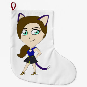 chibi catgirl grote kerstsok