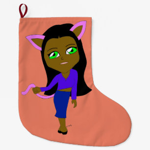 chibi catgirl grote kerstsok