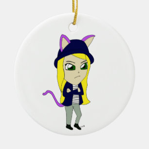 chibi catgirl keramisch ornament