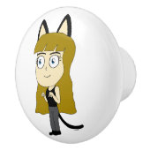 chibi catgirl keramische knop (Rechts)