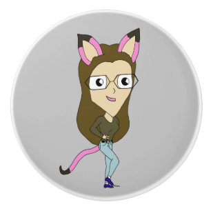 chibi catgirl keramische knop