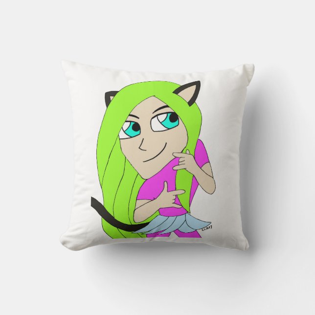 chibi catgirl kussen (Voorkant)