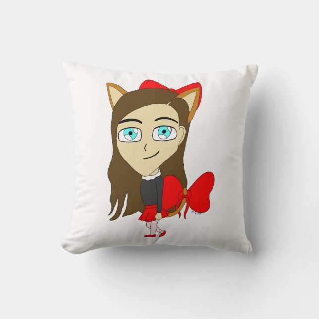 chibi catgirl kussen (Voorkant)